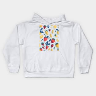 lemon and strawberry pattern Kids Hoodie